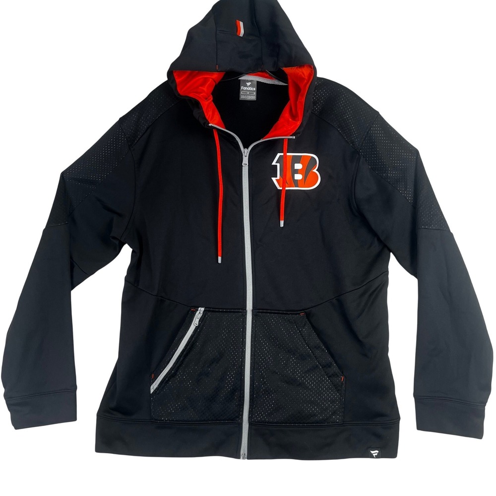 Cincinnati Bengals‎ Full Zip Fanatics Hoodie Mens XL Black NFL Sportswear Fleece